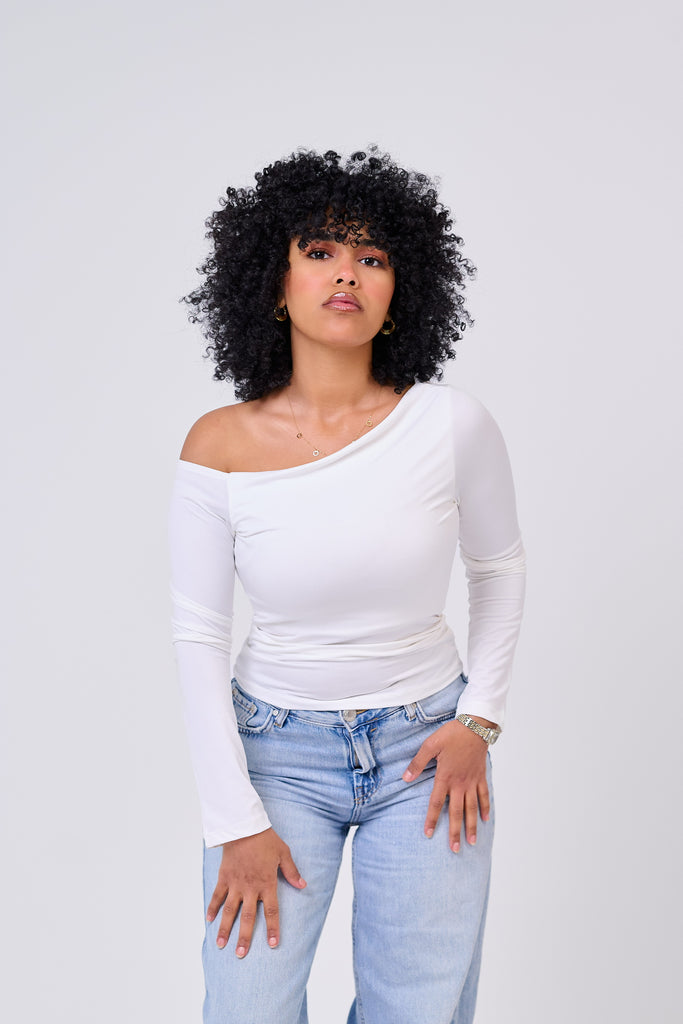 Soft Touch One Shoulder Top -white – COCKATOO