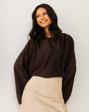 Draped Satin Sleeve Top