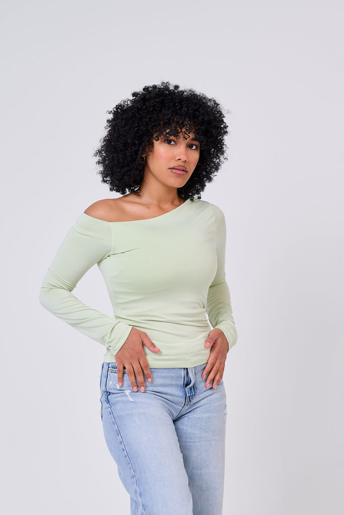 Soft Touch One Shoulder Top - Mint Green – COCKATOO