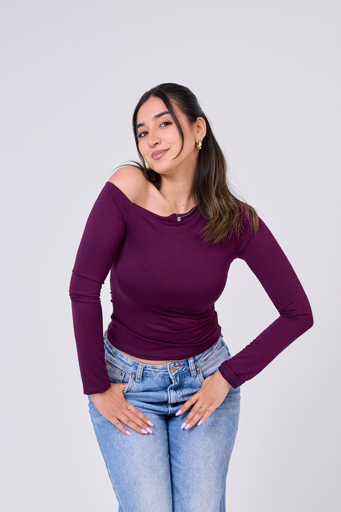Soft Touch One Shoulder Top - Plum – COCKATOO