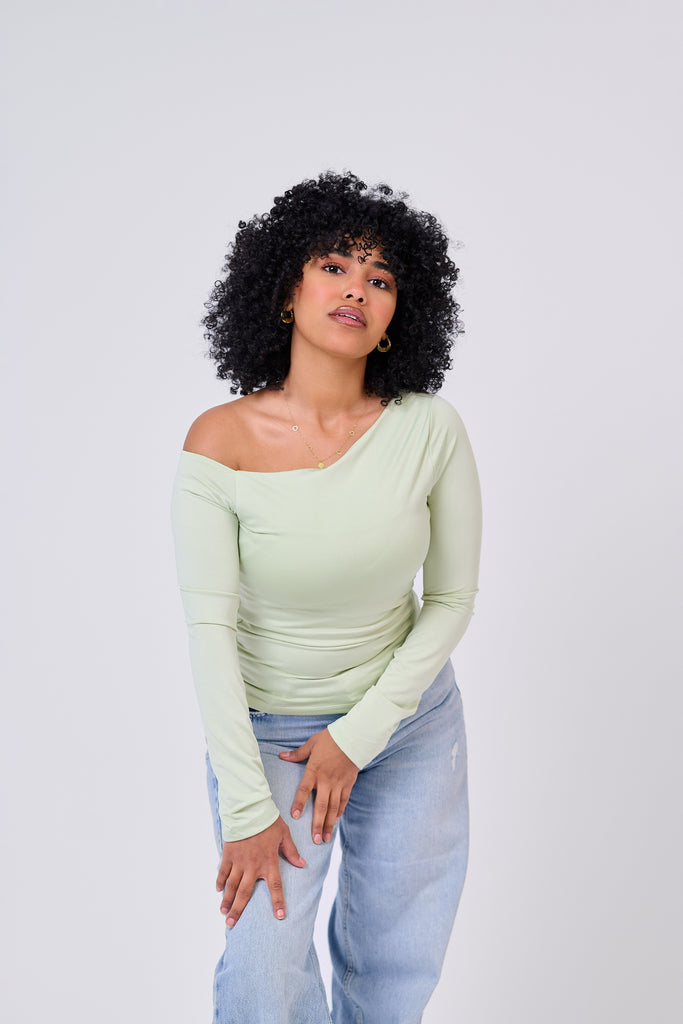 Soft Touch One Shoulder Top - Mint Green – COCKATOO