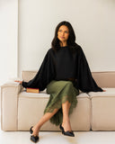 Draped Satin Sleeve Top