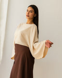 Draped Satin Sleeve Top