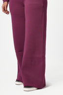 Melton Wide-Leg Pants — Burgundy