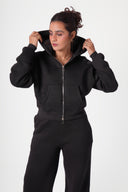 Melton Zip-Up Top — Black