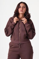 Melton Zip-Up Top — Brown