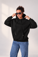 Plain Oversized Pullover Hoodie — Black