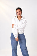 Melton Zip-Up Top — White