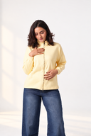 Stand-Collar Zip-Up Top — Yellow