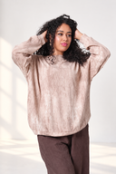 Textured Round-Neck Sweatshirt — Dusty Pink