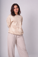 Textured Round-Neck Sweatshirt — Beige