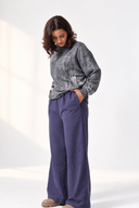 Textured Round-Neck Sweatshirt — Grey