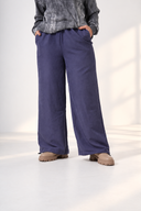 Textured Wide-Leg Pants — Navy