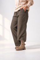 Textured Wide-Leg Pants — Olive