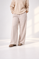 Textured Wide-Leg Pants — Beige